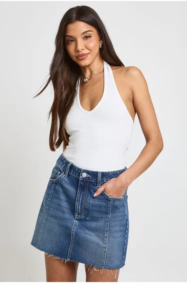 Seam Detail Mini Skirt - dark indigo