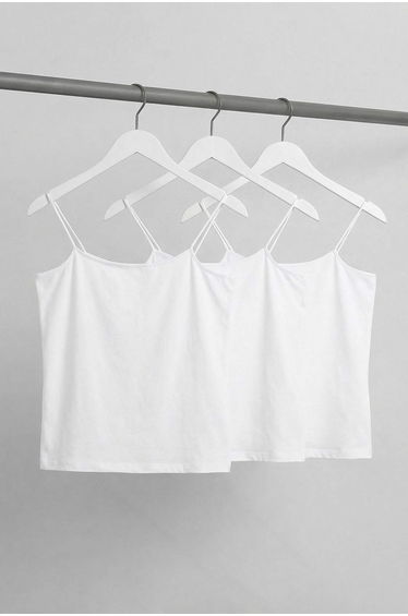 White 3 Pack Thin Strap Crop Plus Size Undershirt
