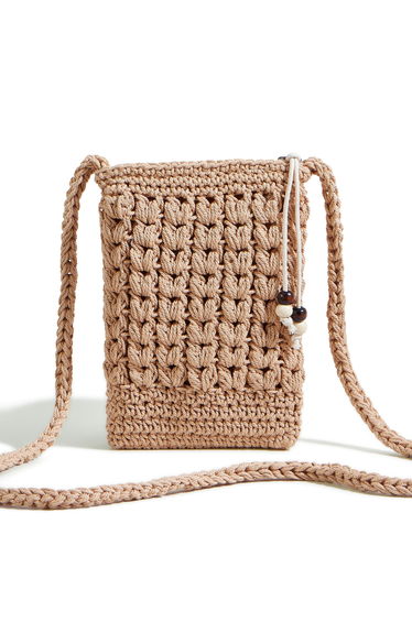 Yumi Brown Crochet Small Cross Body