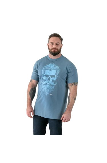 Duke Mens Miller D555 Bearded Skull Kingsize T-Shirt - Light Teal
