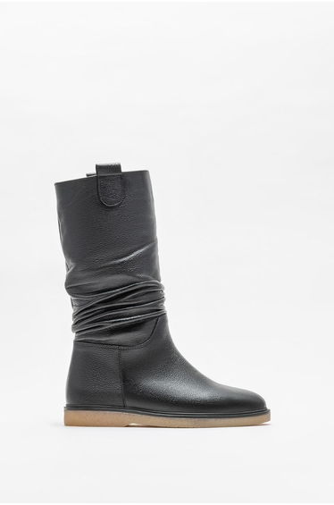 Black Leather Women's Casual Boots