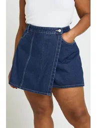 Plus Wrap Front Skort - indigo - 3