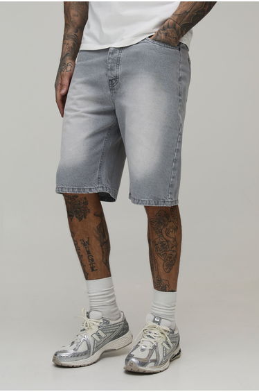 Tall Relaxed Fit Denim Shorts - light grey
