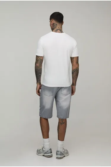 شورت دينيم - رمادي