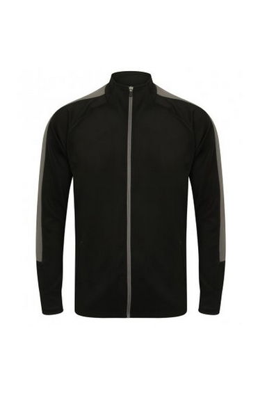 Finden & Hales Childrens/Kids Boys Knitted Tracksuit Top - Black/Gunmetal