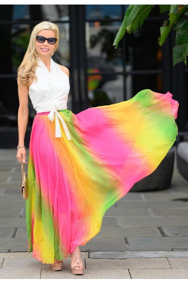 Tie Dye Chiffon Maxi Skirt in Hot Pink