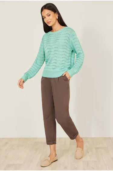 Yumi Aqua Wave Metallic Thread Relaxed Jumper
