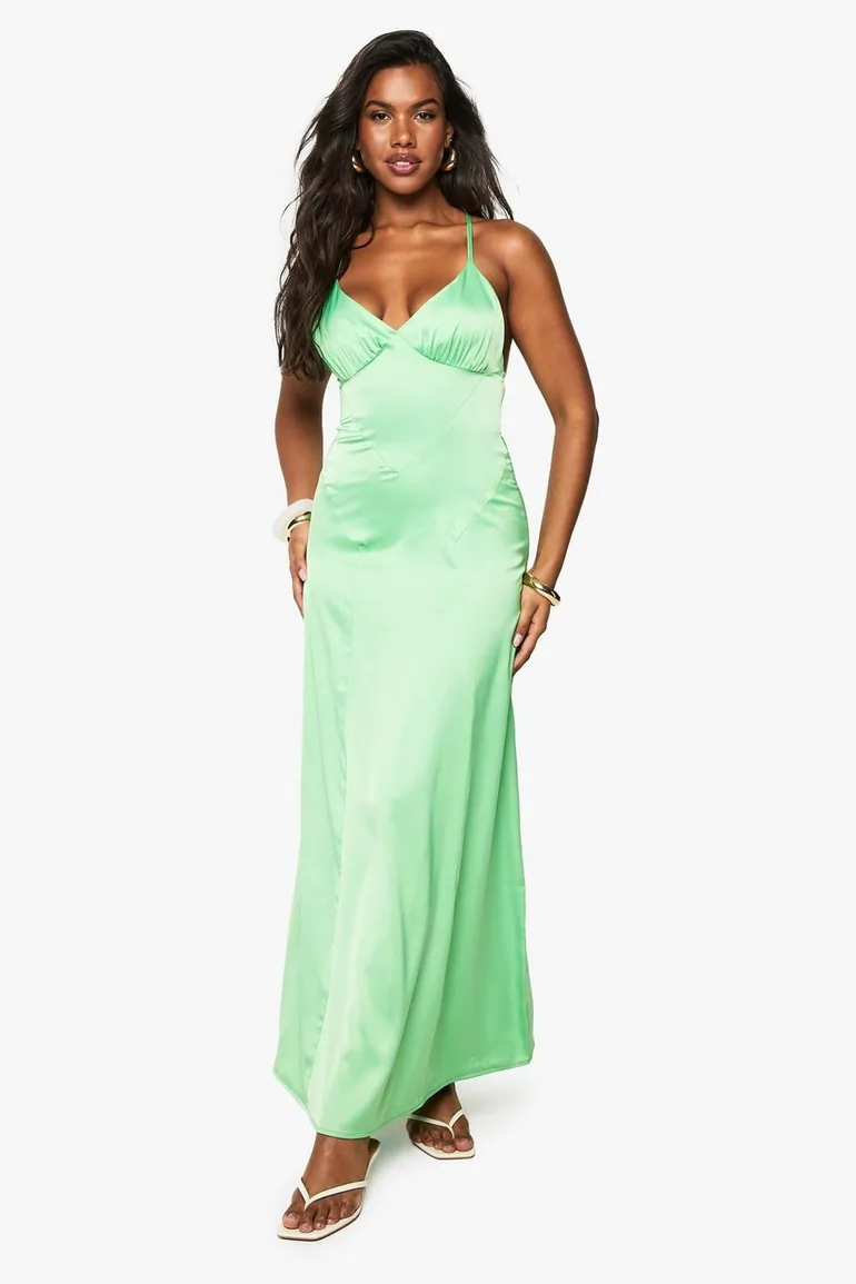 penelope featherington green dress Maddalena Light Green Bandeau Skater Maxi Dress – Club L London main image 1