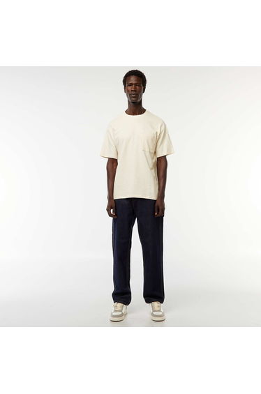 Plain short-sleeved T-shirt with breast pocket cream