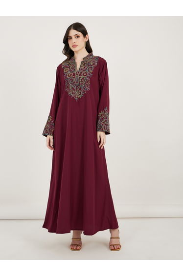 Multi Dori Work Notch Neck Kaftan