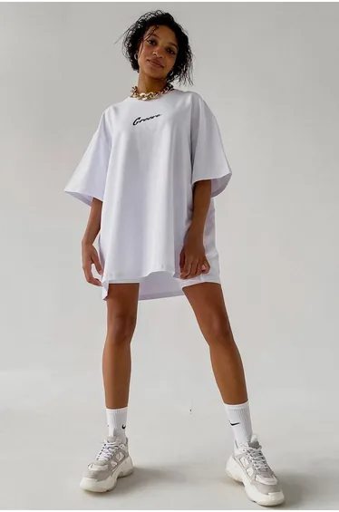White Printed Oversize T-Shirt