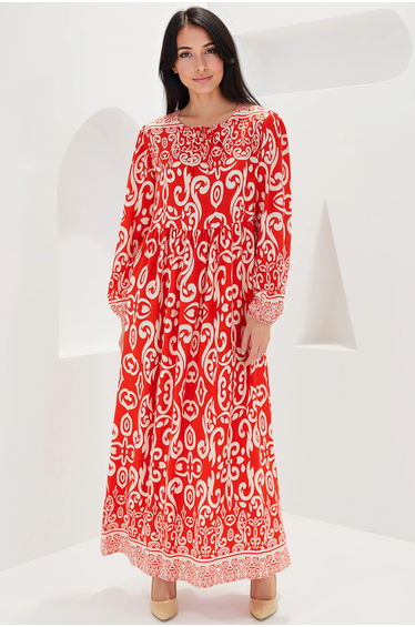 BDART Patterned Maxi Dress with Tie Closure