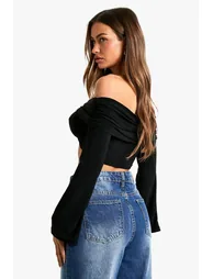 Slinky Bardot Bow Detail Top - 2