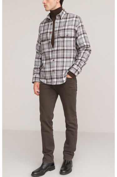 Checked Flannel Shacket in Wool Mix