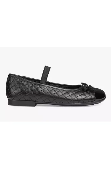 Geox Girls Bow Leather School Shoes - Black