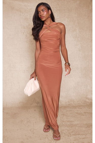 Orange Trim Cross Front Maxi Dress