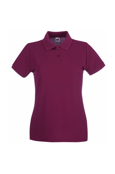 Fruit Of The Loom Ladies Lady-Fit Premium Short Sleeve Polo Shirt - Burgundy