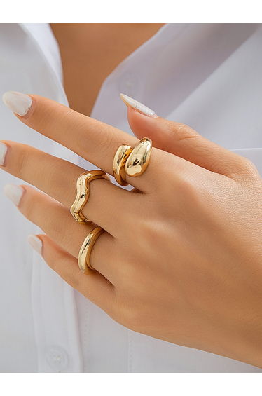 Set of 3 - Gold Tone Alloy Ring