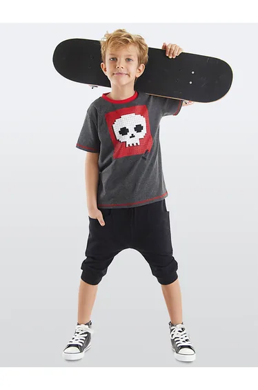 Skull Boy T-shirt Capri Shorts Set
