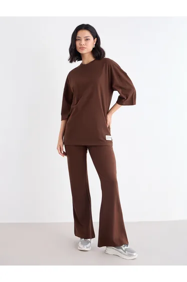 Patch Detail Oversized T-Shirt and Flared Leggings Co-Ords