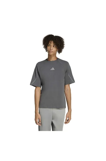 Adidas Mens Contrast Piping Regular T-Shirt - Grey/Blue