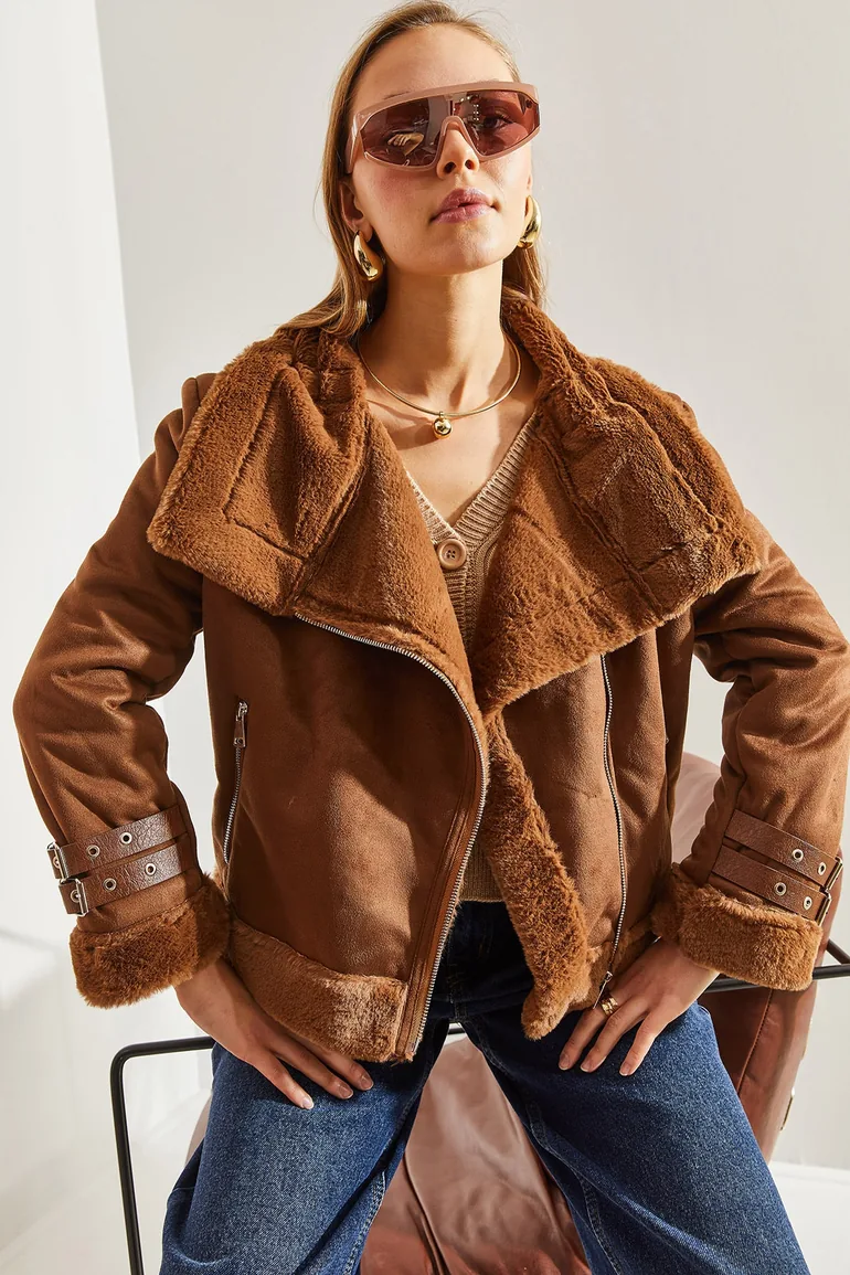 Women's Buckled Suede Coat