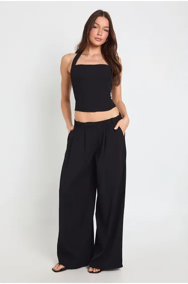 Halter Strap Tailored Corset - black