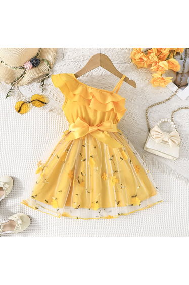 Toddler Flower Bow Tulle Charming Dress