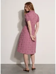Cotton Broderie Shirt Midi Dress - 3