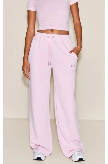 Light Pink Washed Wide Leg Joggers
