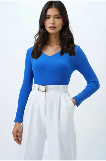 Women's V-Neck Camisole Basic Blouse Dark Blue