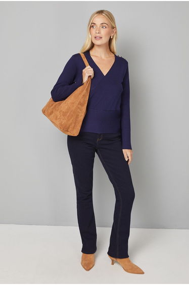 Petite Knitted Button Shoulder Jumper