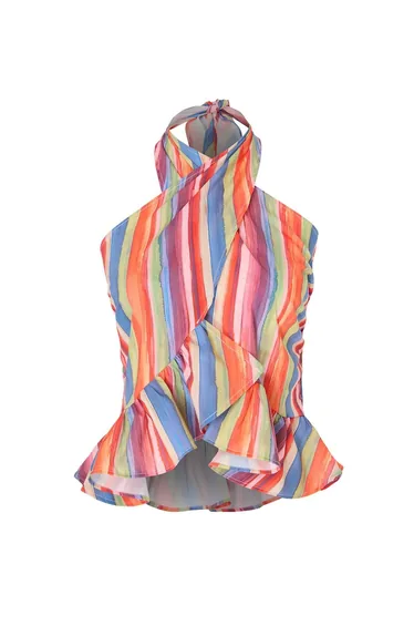 Multicolored Striped Woven Blouse