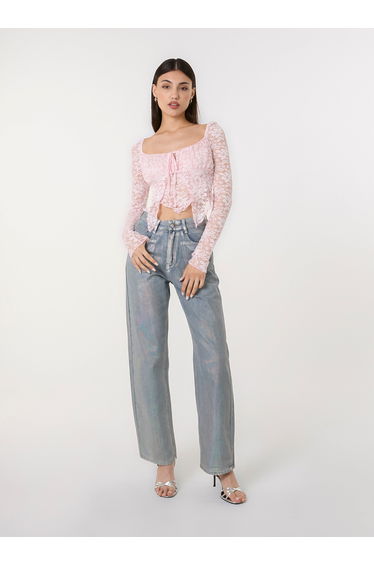 Long Sleeve Lace Butterfly Top