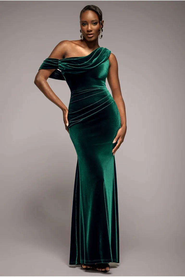 emerald green velvet maxi dress Green Velvet Dress, Long Sleeve Dress, Long Velour Dress, Modest Dress, Formal Maxi Dress, Dark Green Dress FAIRE
