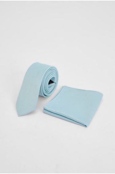 Ice Blue Tie and Pocket Square Set