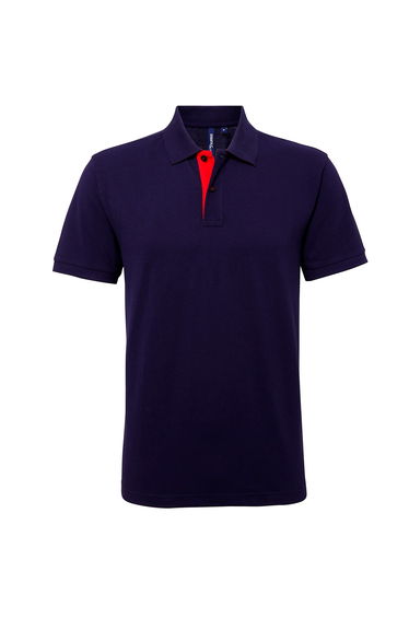 Asquith & Fox Mens Classic Fit Contrast Polo Shirt - Navy/Red