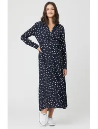 Spot Shirt Maternity Dress (Navy and White)
