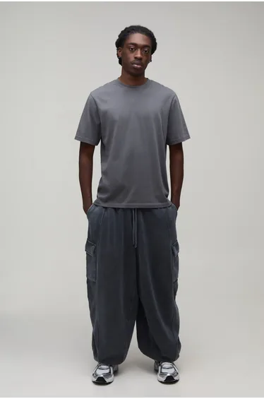 Balloon Fit Cargo Toggle Hem Washed Jogger - washed charcoal