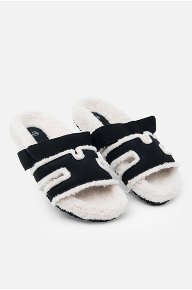 Lemonade Snuggle Chic Slipper Sliders Black