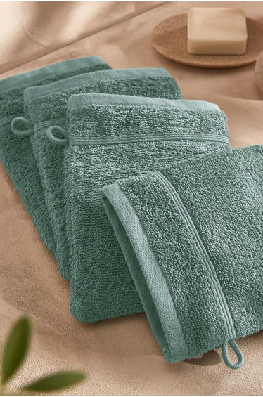 Set of 4 Zavara 100% Cotton Terry Supersoft Wash Mitts