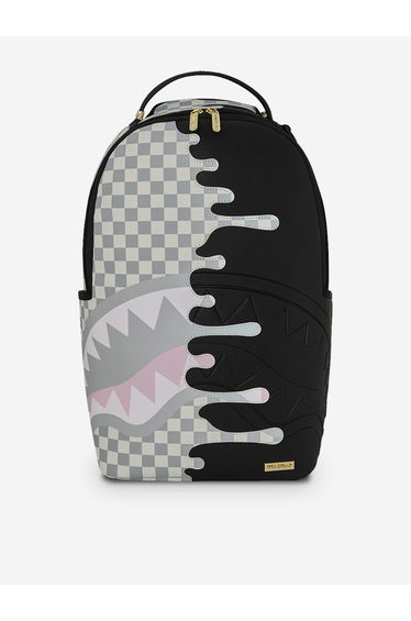 Sprayground Kids Cream Check Side Drip Backpack in Black (45cm)