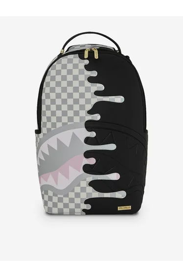 Sprayground Kids Cream Check Side Drip Backpack in Black (45cm)