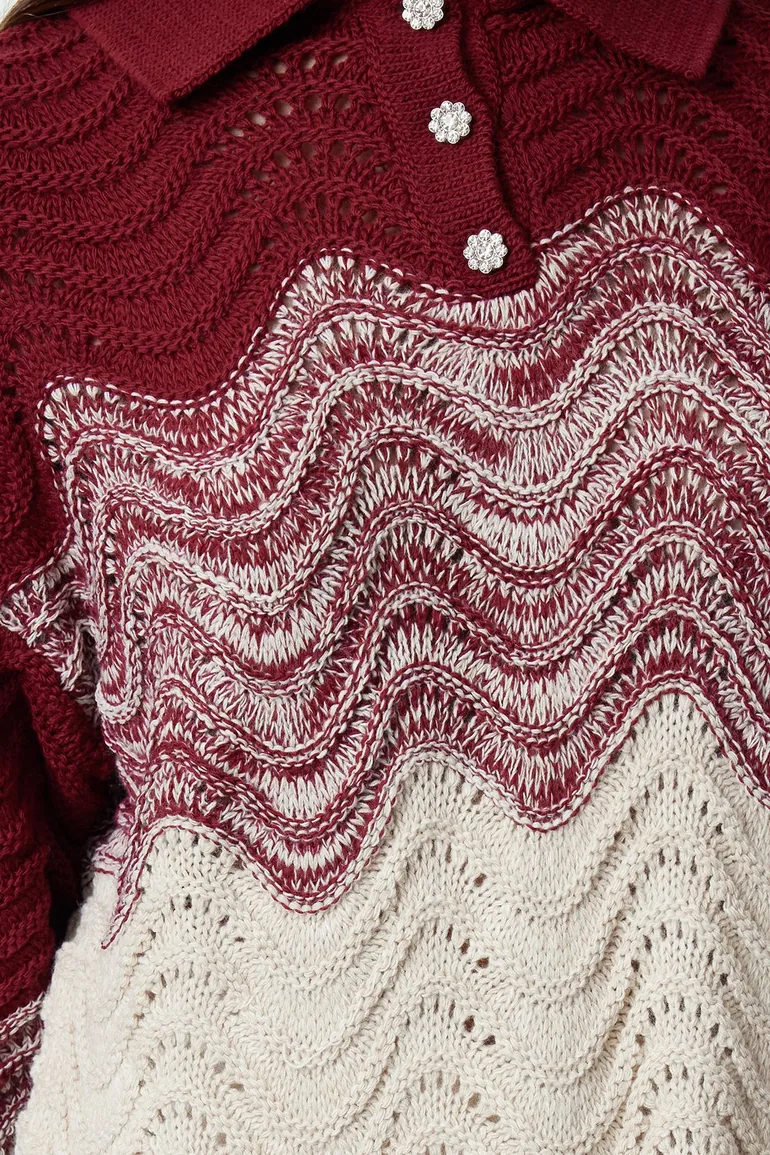 Purple Crop Polo Neck Knitwear Sweater - 5