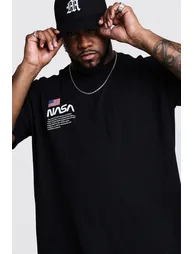Big And Tall NASA Chest Print T-Shirt - black - 3