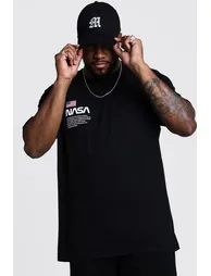 Big And Tall NASA Chest Print T-Shirt - black