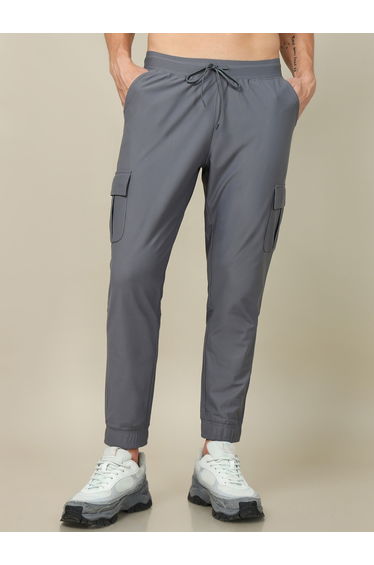 Men Solid Slim Fit Cargo Track Pants with DURACOOL+