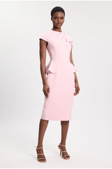 Structured Ruched Detail Midi Dress
