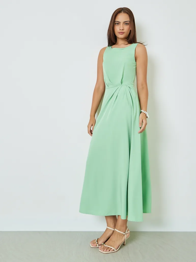 Green Sleeveless Casual A-Line Maxi Dress