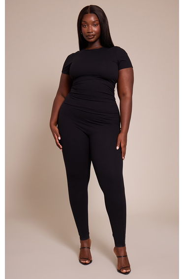 Plus Black Sculpt Ruched Side Jumpsuit